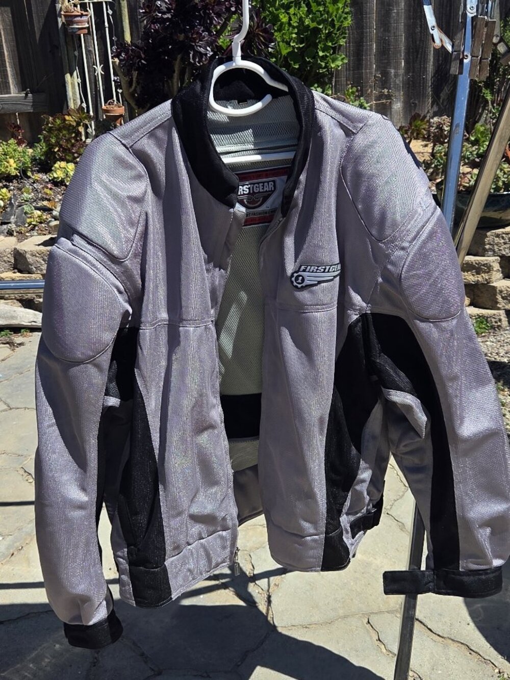 First Gear Men's Motorcycle Jacket 3XL-Gray Padded Hypertex with Vented Mesh